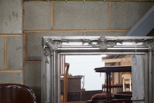 A Victorian style rectangular silvered wall mirror, width 86cm, height 118cm